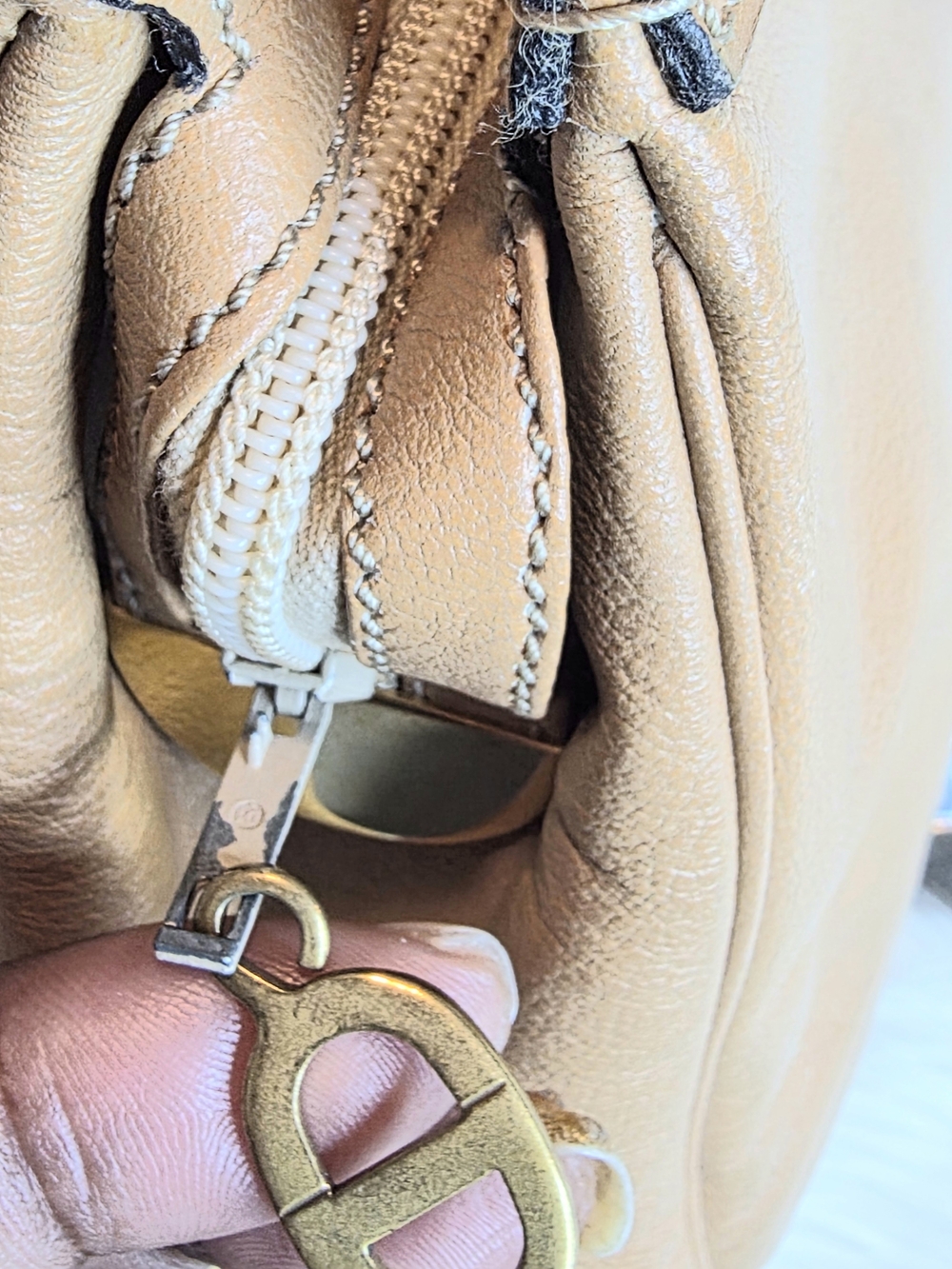 Christian Dior Vintage Tan Leather Handbag Gold Tone Hardware with COA & Dustbag - Picture 17 of 17